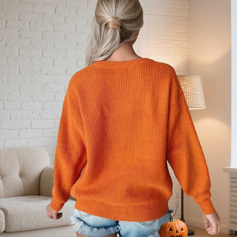 Women's Casual Round Neck Long Sleeve Letter Graphic Sweater Fall Winter Warm Comfortable Pullover Tops CJ US
