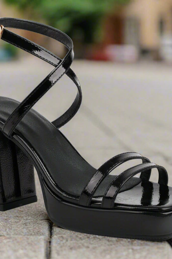 Square-Toe Buckle Strap High Heels – Elegant Thin-Strap Summer Block Heels CJ