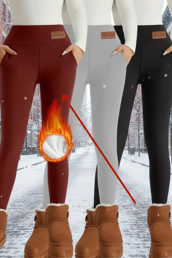 Women's High Waist Warm Fleece Lined Leggings 