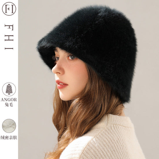 Big Head Circumference Real Rabbit Plush Hat 