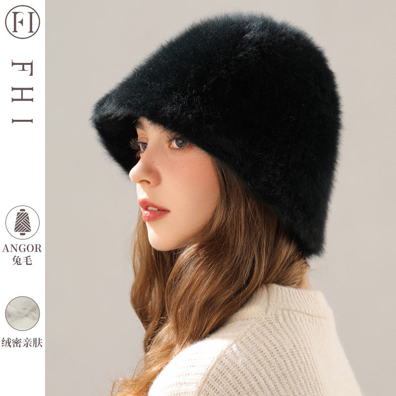Big Head Circumference Real Rabbit Plush Hat 