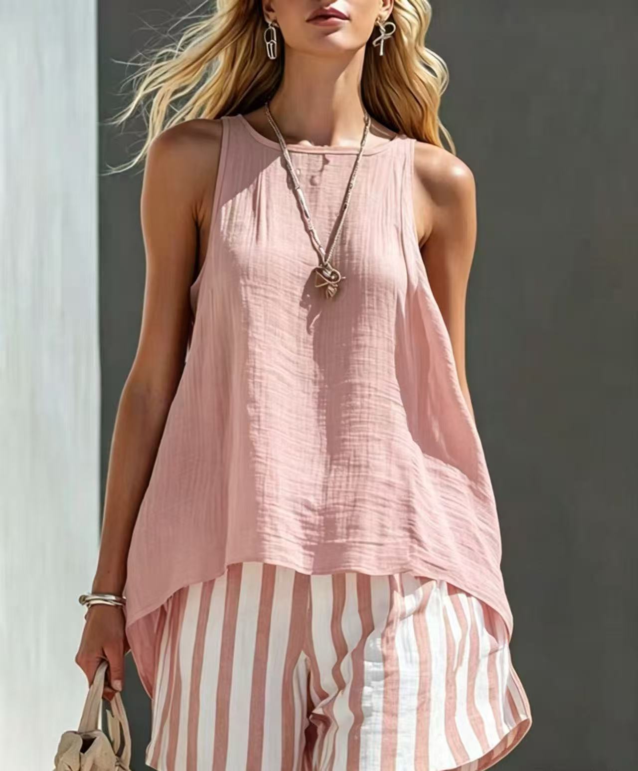 Solid Color V-Neck Long-Sleeve Shirt Womens Loose-Fitting Button-Up Top 