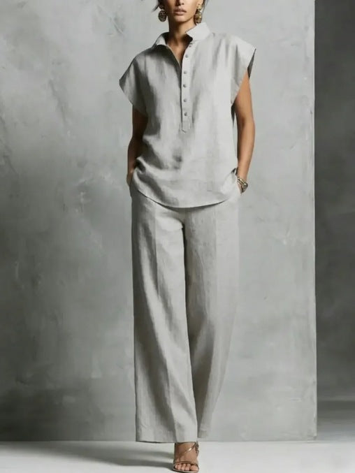 Women's Casual Cardigan Short-Sleeve Pants Set 
