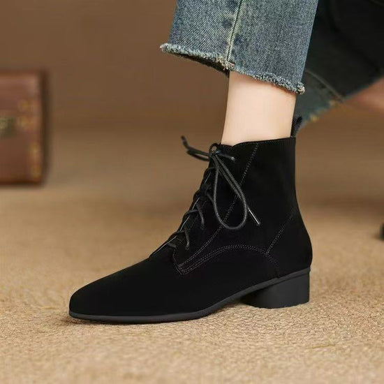 Autumn And Winter Maillard Matte Temperament Pointed Low-heel Ankle Boots For Women 