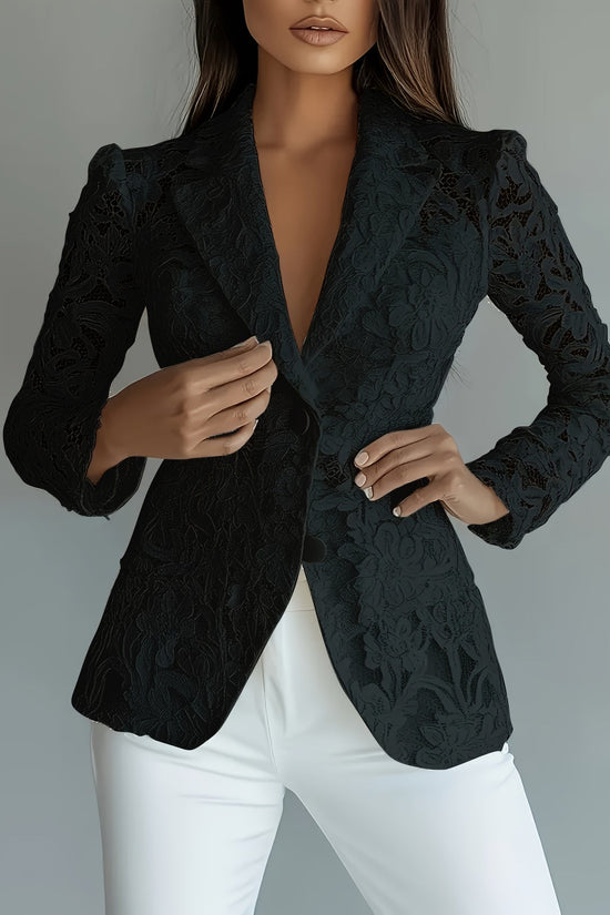 Fashionable Casual Elegant Lace V-Neck Sheer Blazer for Women 