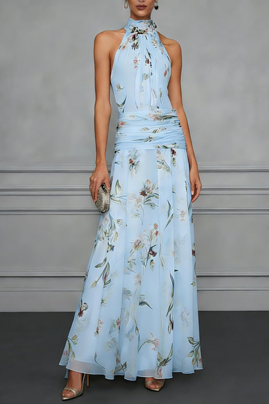 Hanging neck printed dress 