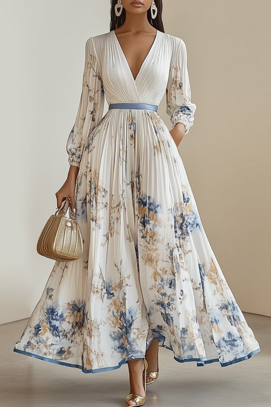 Long sleeved V-neck dress 