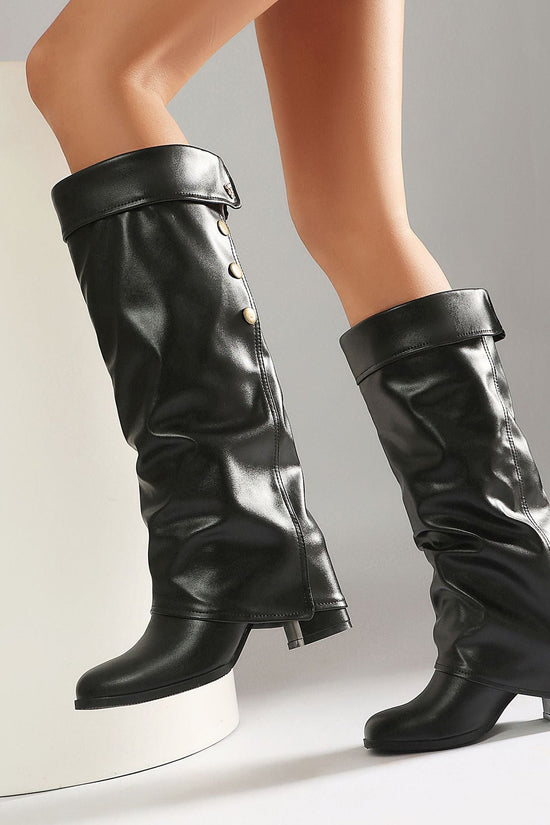 Autumn and winter high heels, thick heels, one foot stomping, warehouse tube high pass boots for women 