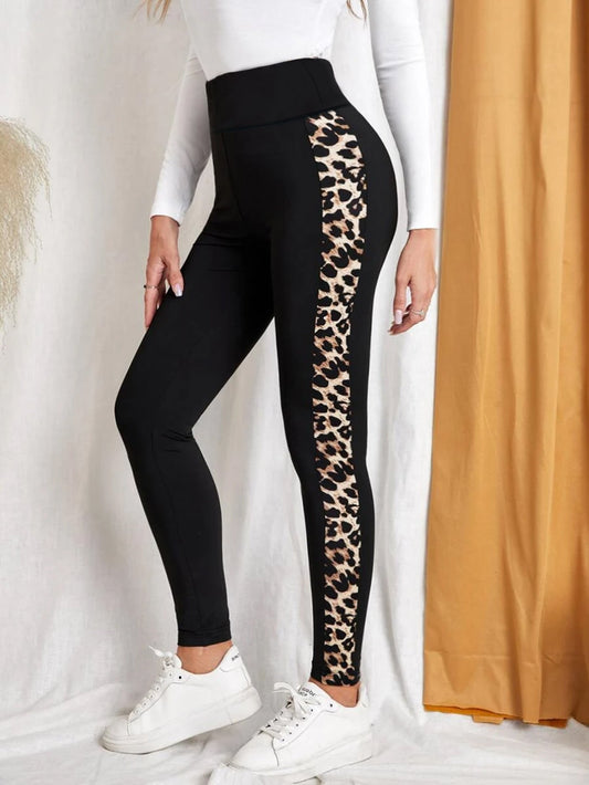 New Leopard Print Comfortable Casual Yoga Pants for Women, High Waist, Butt Lifting, Stretchy Long Pants 