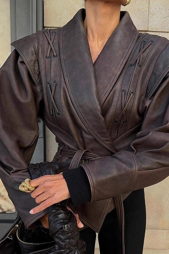 Strap up short long sleeved jacket 
