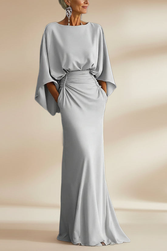Elegant Backless Pleated Long Dress for Women 