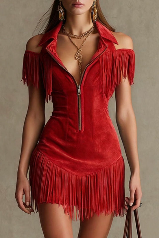 Tassel off shoulder dress 