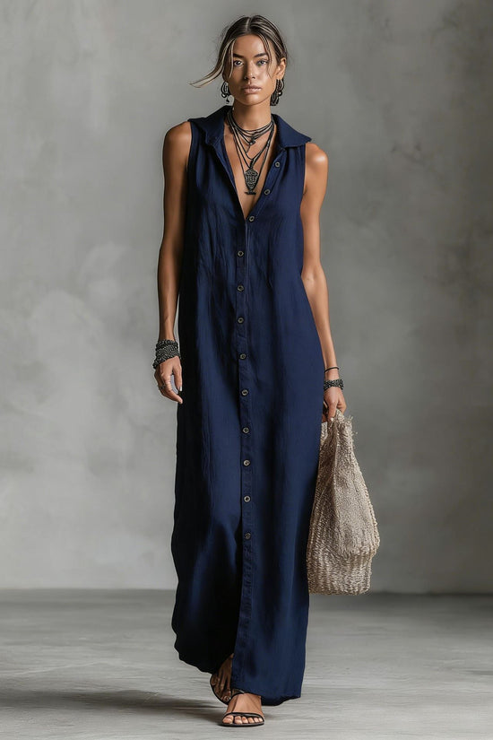 Sleeveless hooded breasted dress 