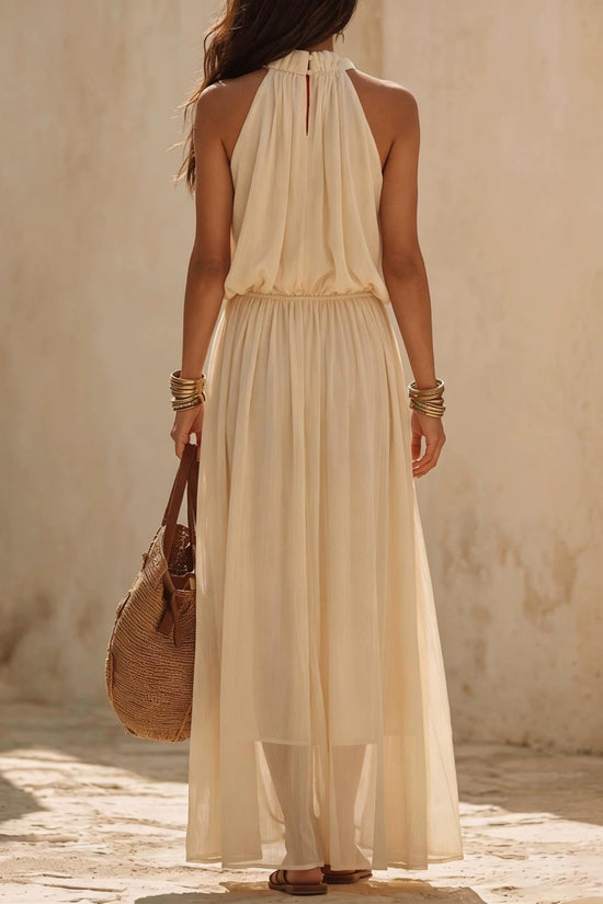 Hanging neck and waist cinching dress 