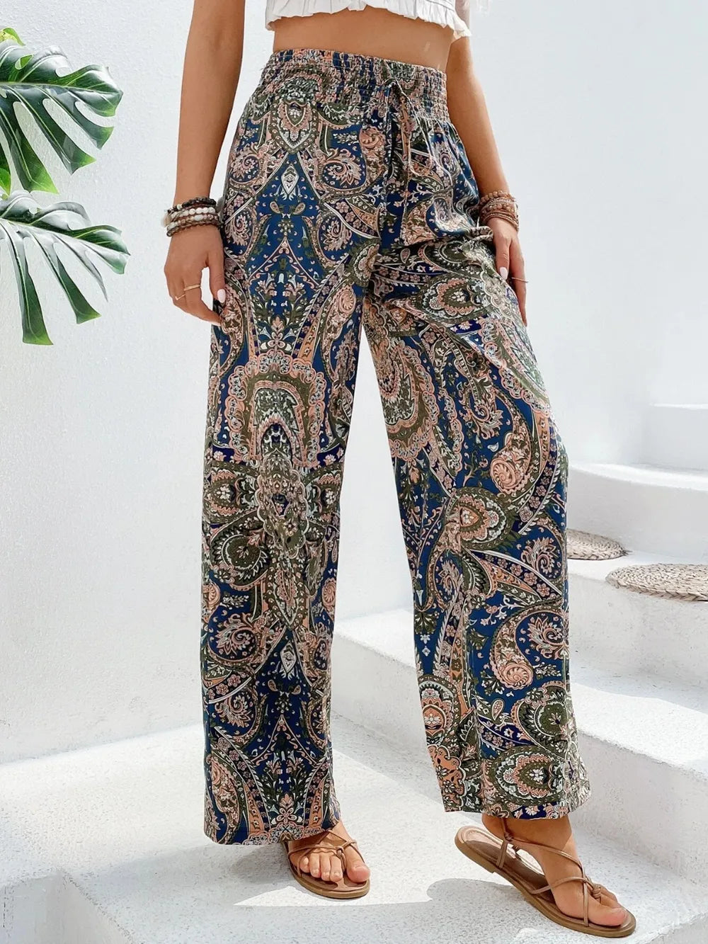 Printed Wide Leg Pants 