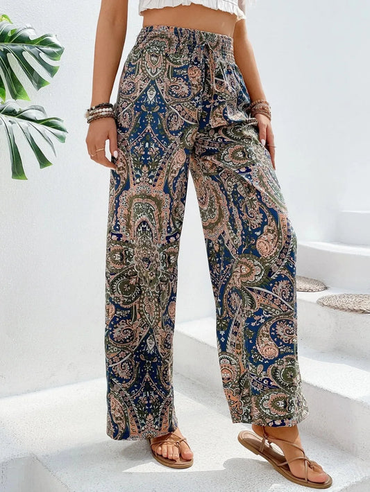 Printed Wide Leg Pants 