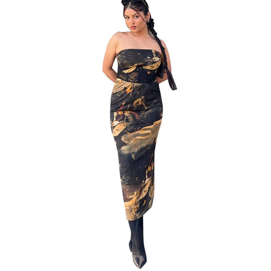 🌞 Summer Sexy Strapless Printed Tube Dress – Slim Fit Bodycon Mini eprolo