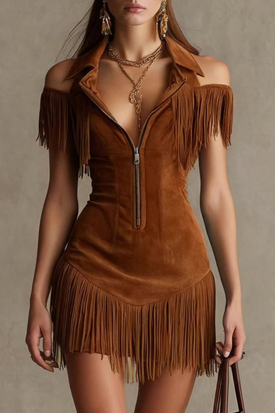 Tassel off shoulder dress 