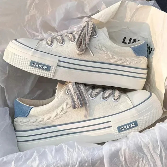 Women Outdoor Trainers Platform Canvas Shoes Height Increasing Chunky Sneakers Young Girls Outdoor Training Women Casual Shoes 