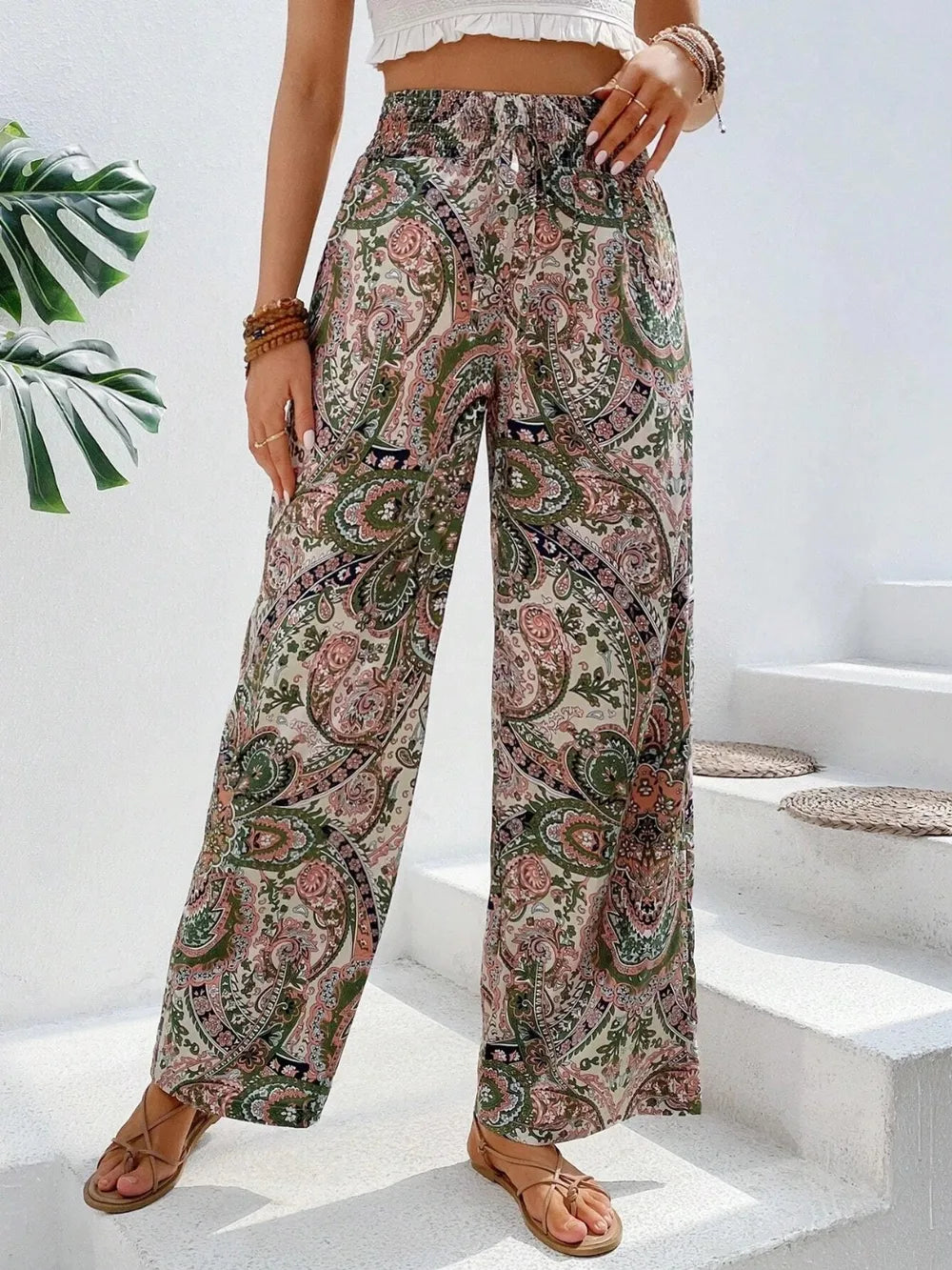 Printed Wide Leg Pants 