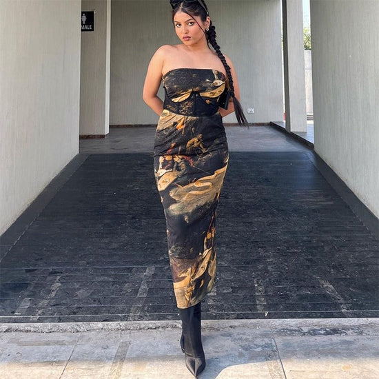 🌞 Summer Sexy Strapless Printed Tube Dress – Slim Fit Bodycon Mini eprolo