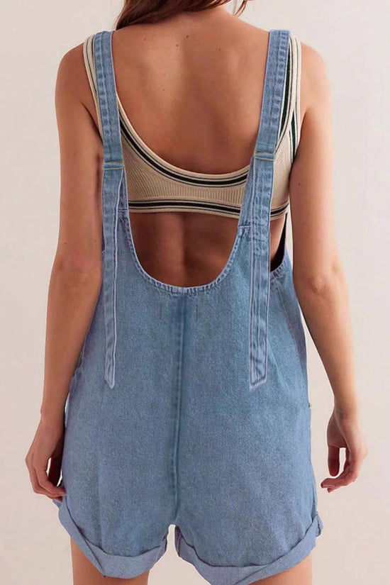 Women's Denim Overalls Shorts Summer Loose  Fashion Ready Stock 