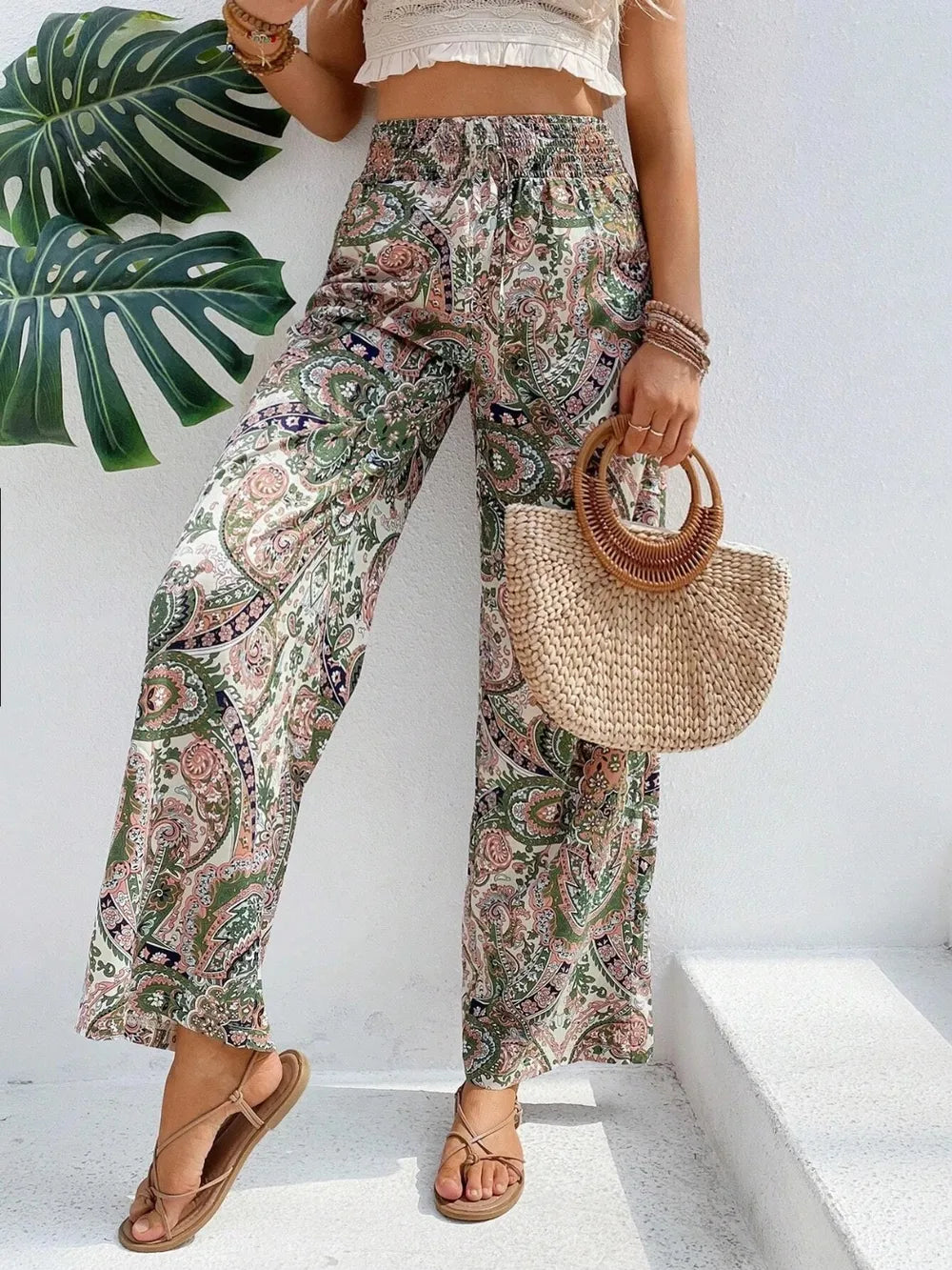 Printed Wide Leg Pants 