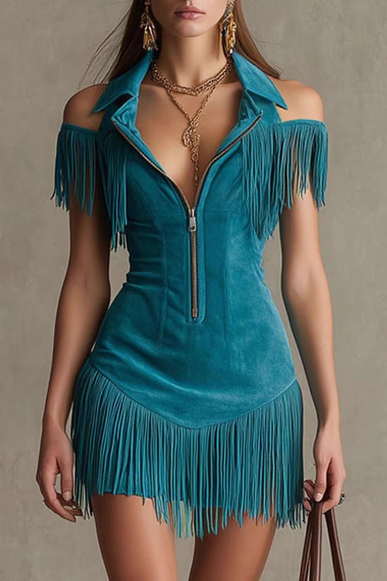 Tassel off shoulder dress 