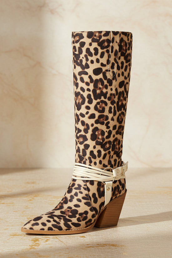 Western Style High Heel Boots for Women, Chunky Heeled, Pointed Toe, Over-the-Knee, Belt Buckle Detail Made to order, ships in 7 days 