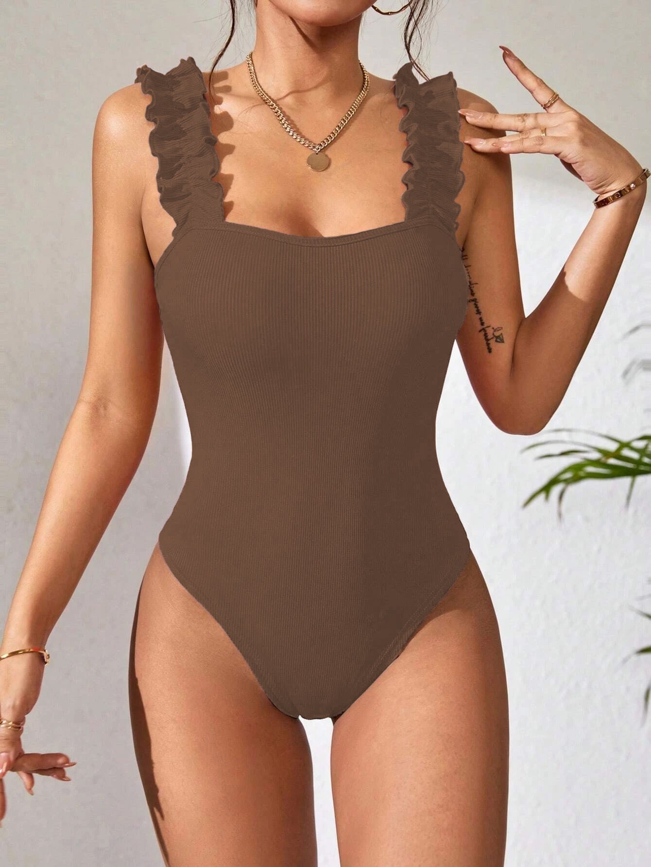 Style Solid Color Sleeveless Strapless Knit Bodysuit 
