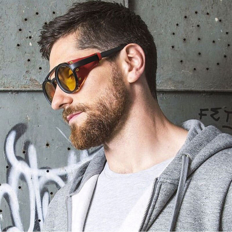 New Steampunk Sunglasses Brand Design Round Sunglass Men Women Vintage Punk Sun glasses UV400 Shades Eyewear eprolo