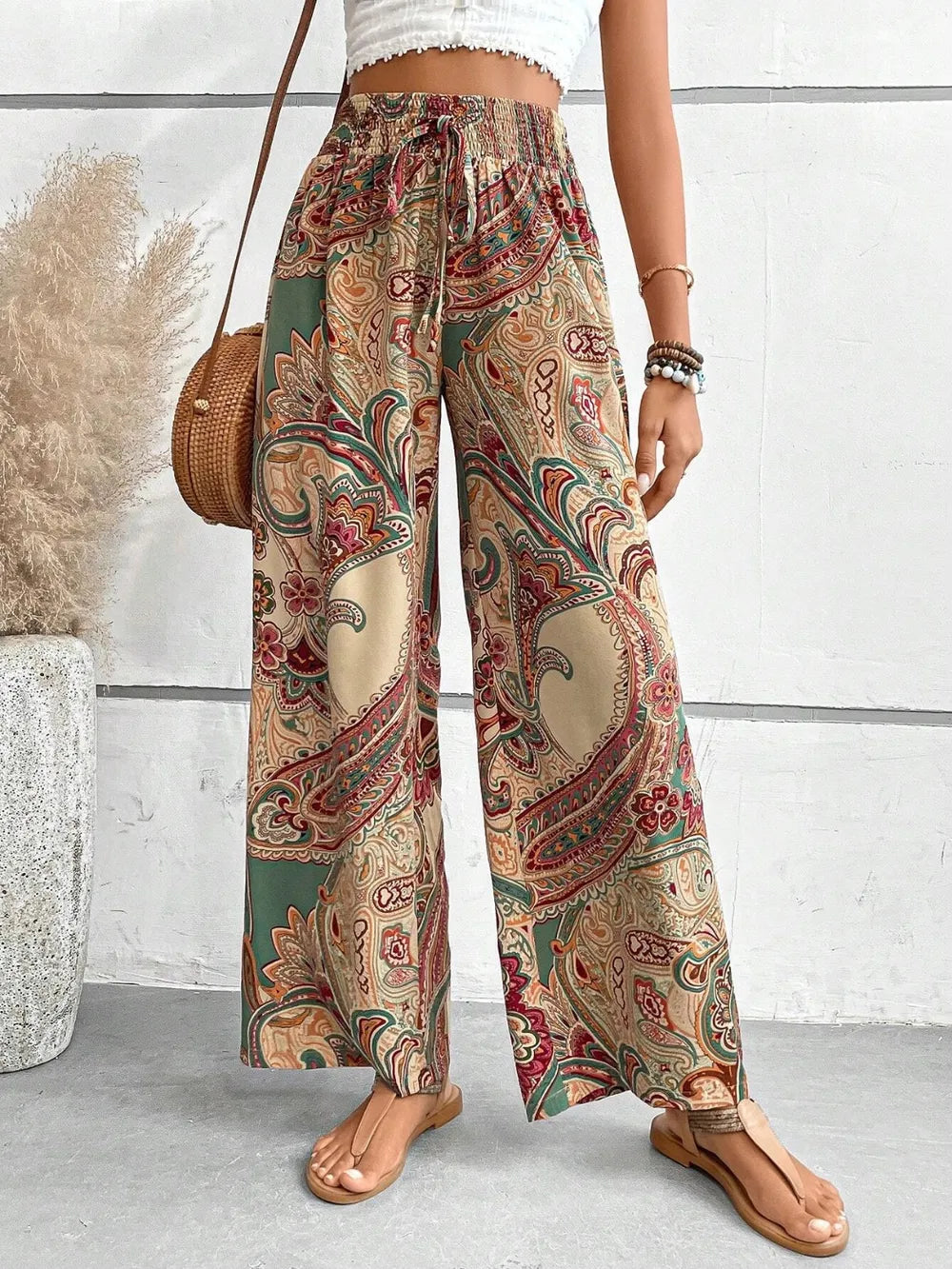 Printed Wide Leg Pants 