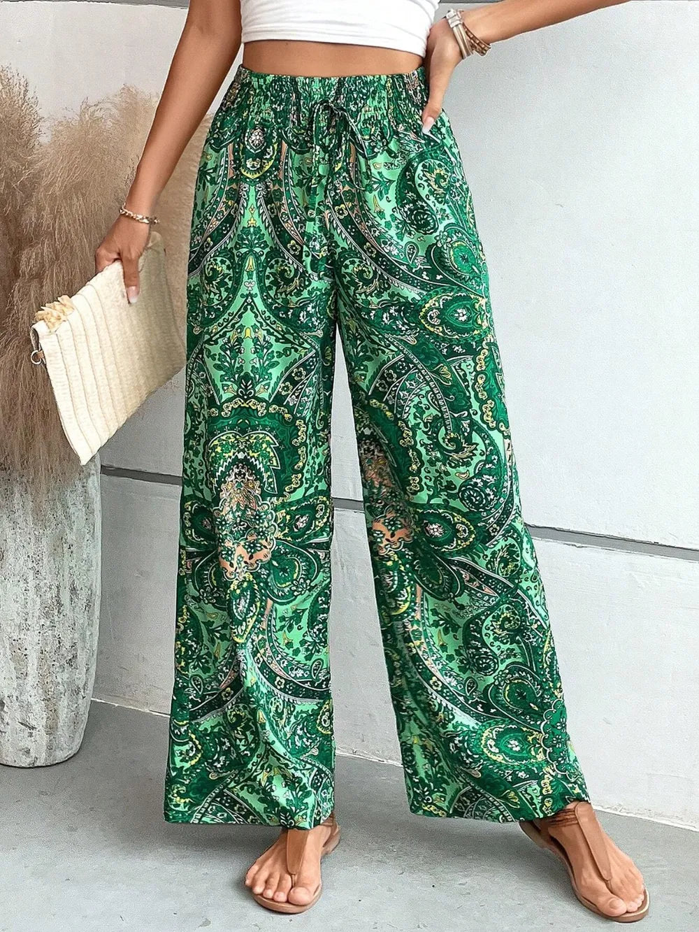 Printed Wide Leg Pants 