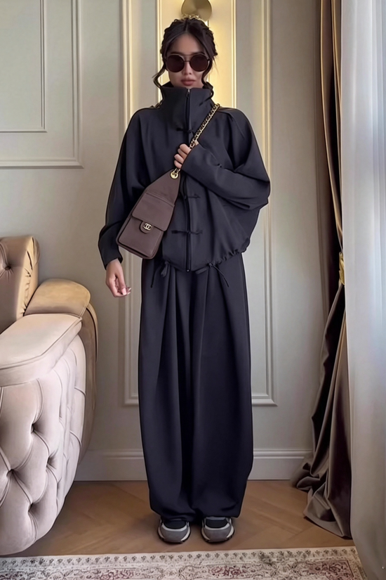 Long sleeved cardigan and long pants set for women 