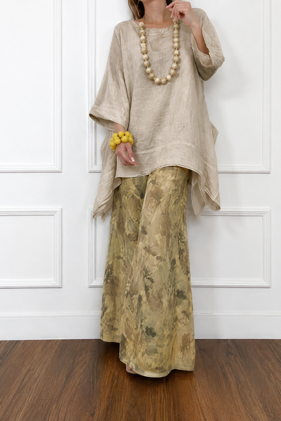 Irregular Hem Drop-Shoulder Top & Wide-Leg Pants Set | 3 Colors 