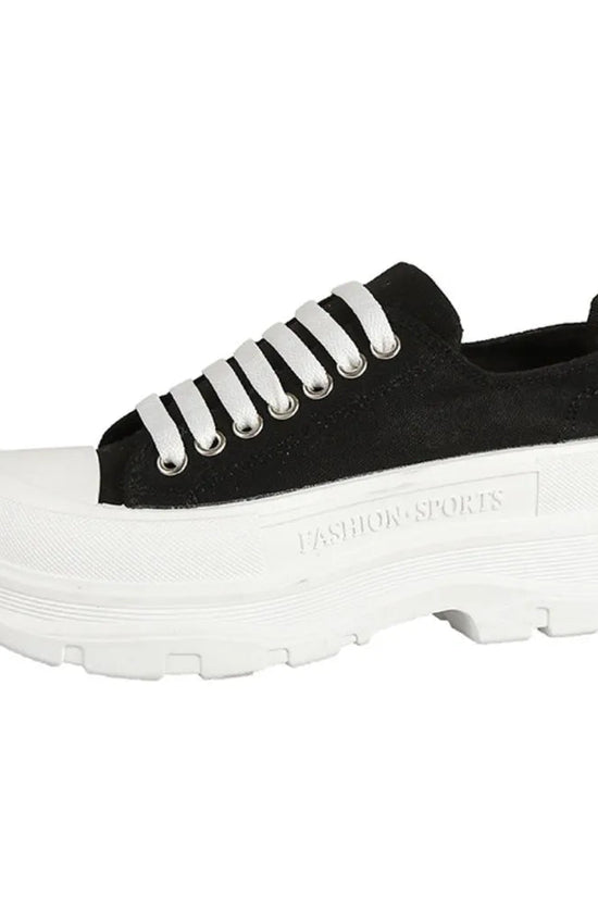 Lace Up Round Toe Platform Sneakers 