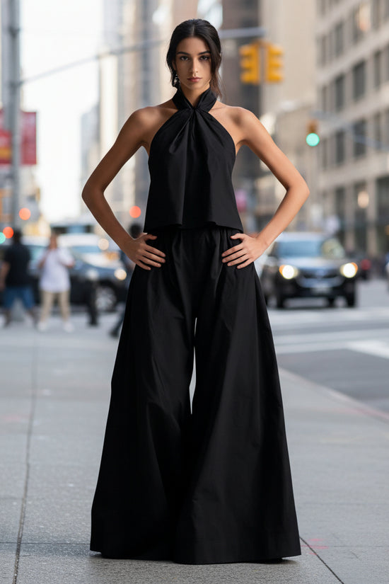 Loose Sleeveless Top High-Waisted Wide-Leg Pants Two-Piece Set for Women 
