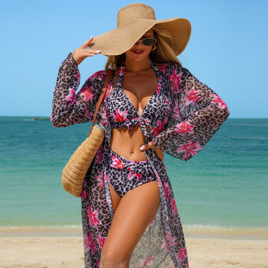 New Style Sexy Fashion Swimwear Three-Piece Set Multi-Color Printed Bikini 
