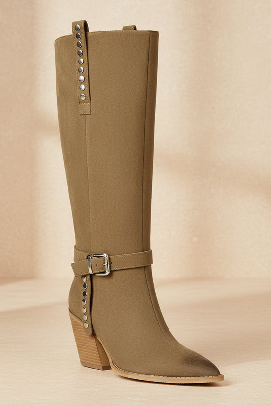 Lady's High Heel Boots with Studs, Pointed Toe, High Shaft Western Style Made to order, ships in 7 days 