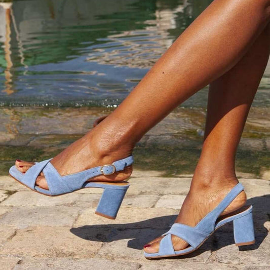 Elegant high-heeled single shoe suede open toe sandals 