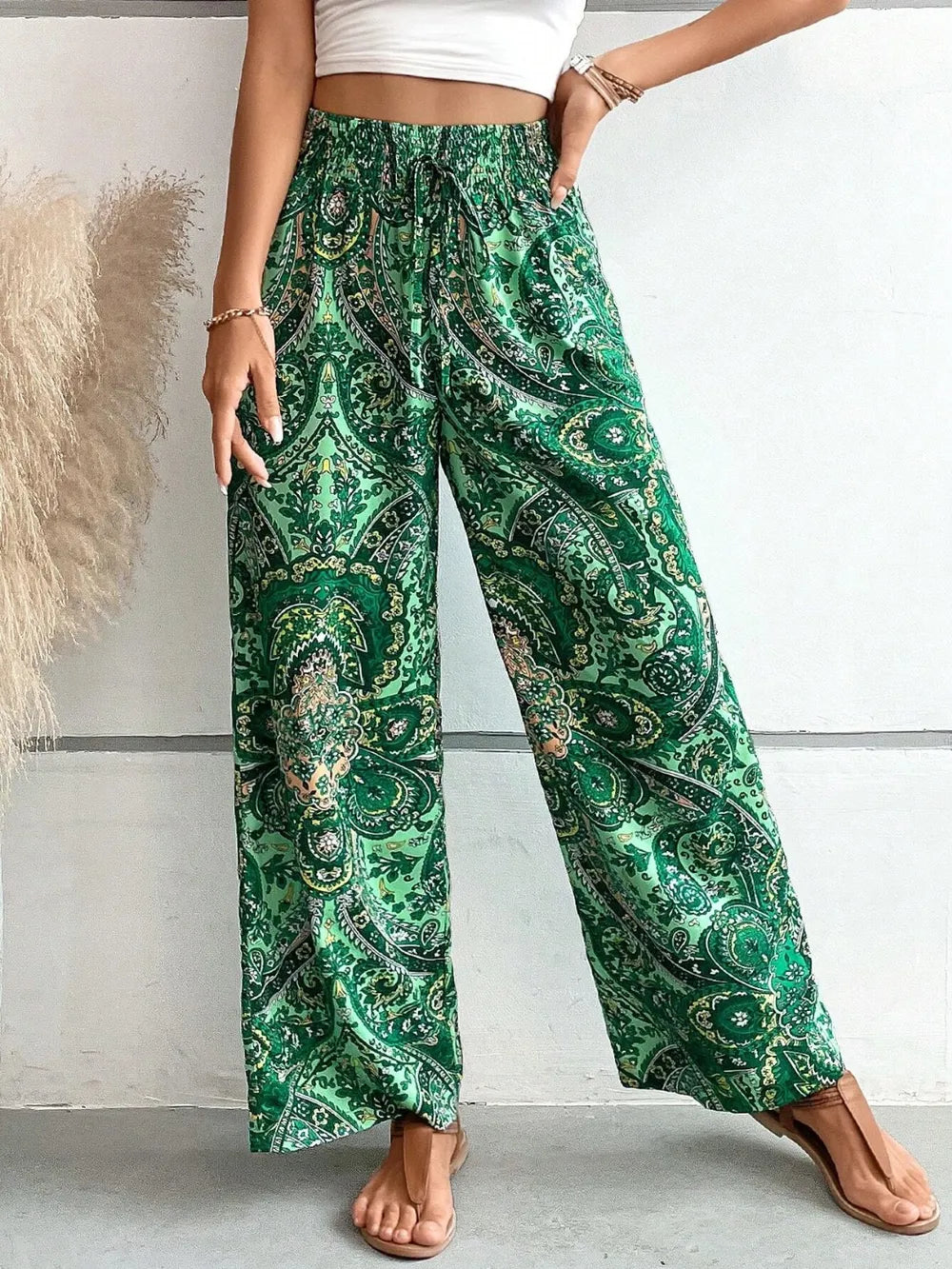 Printed Wide Leg Pants 