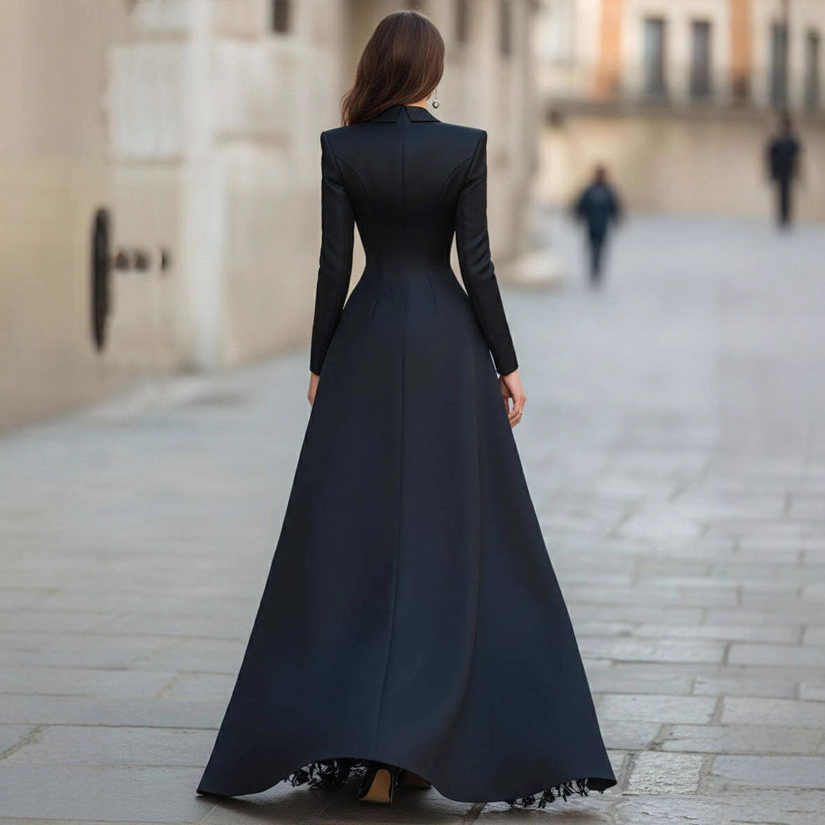 Chic Lace Suit Collar Two-Piece Long Sleeve Dress for Women 