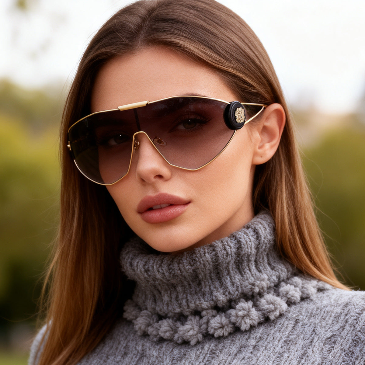 New FashionStyle Full-Frame Sports Sunglasses for Women, Integrated Lens, Outdoor Cycling UV Protection 
