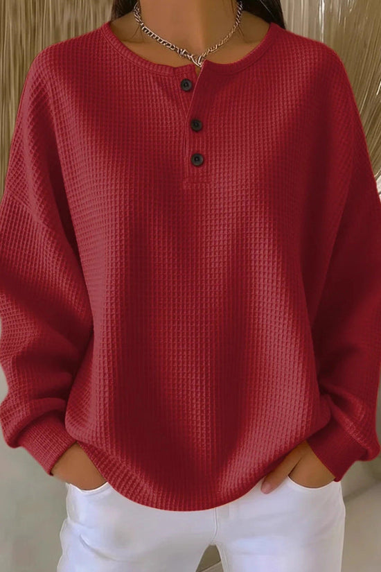 Round neck solid color pullover loose top 