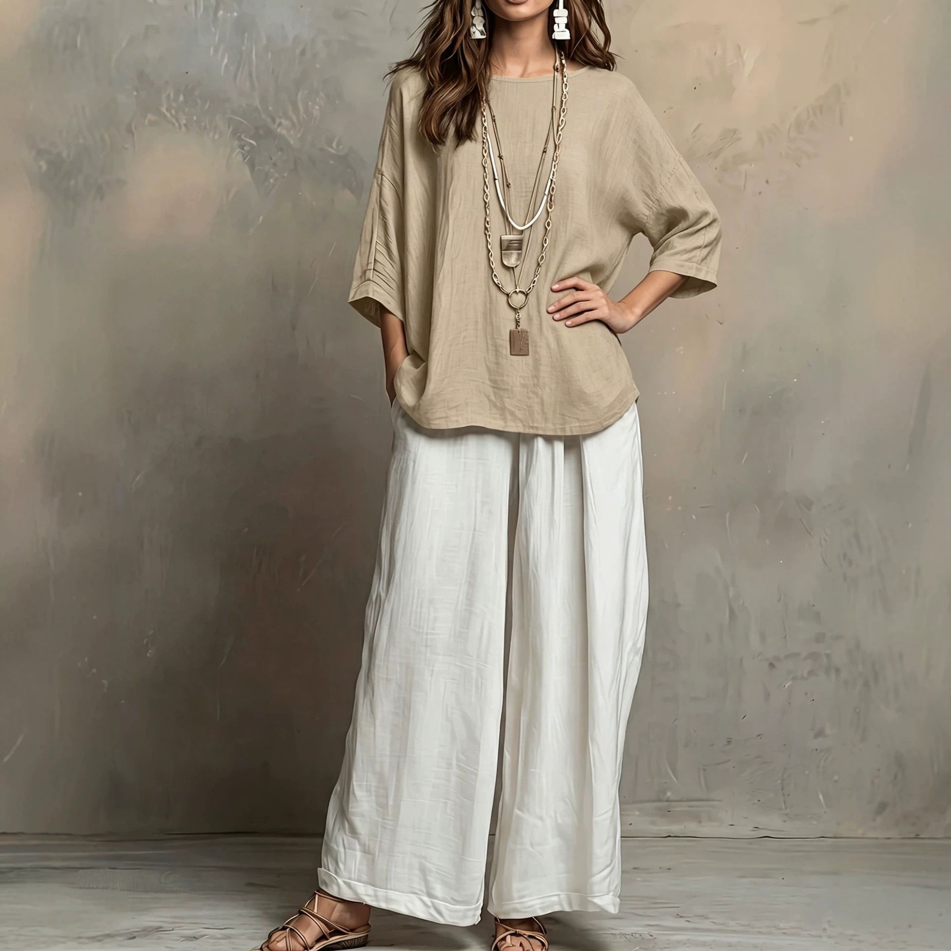 Bohemian Style Loose Elegant Set for Women Casual Vacation Outfit 
