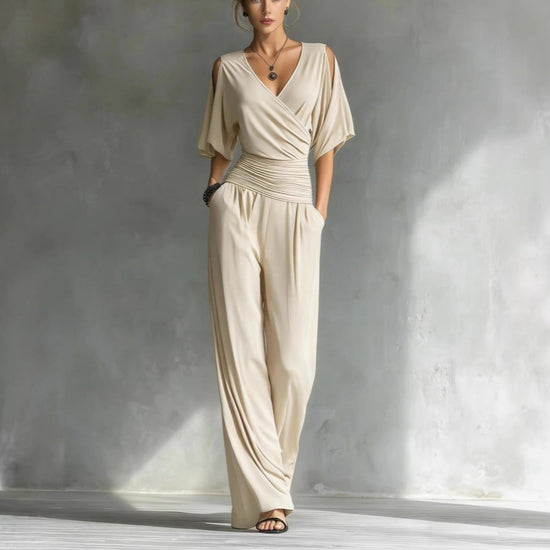 V-neck slim fit jumpsuit for women