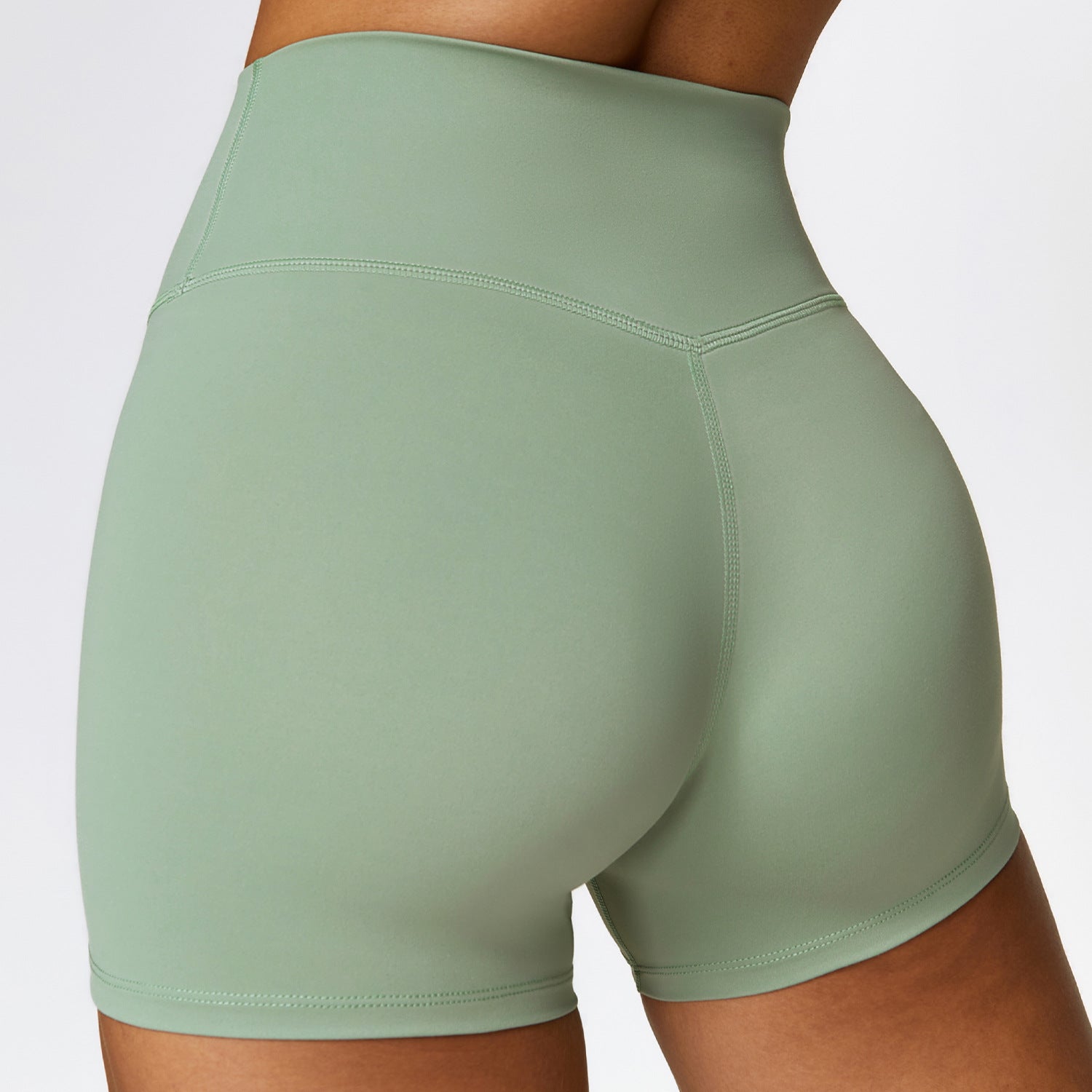 Shaved tight yoga shorts for women, high waisted and waist cinching fitness pants, hip lifting and running sports shorts 