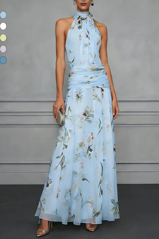 Hanging neck printed dress 