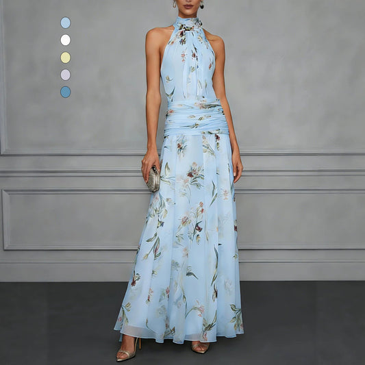 Hanging neck printed dress 