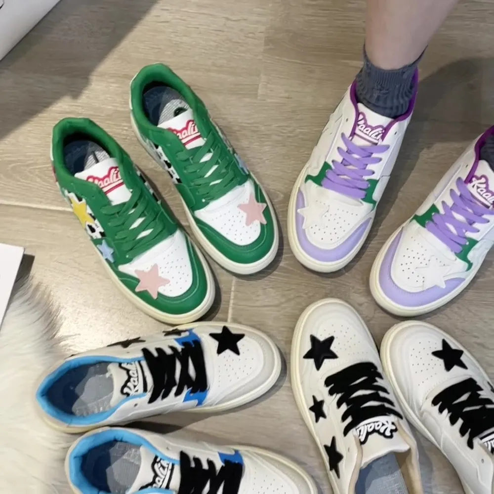 Contrast Star Round Toe Athletic Sneakers 